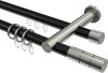 10223812-102939 Rundrohr-Innenlauf Gardinenstange Aluminium / Metall 20 mm Ø 2-läufig PLATON - Elanto Schwarz / Edelstahl-Optik