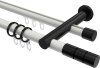 10223812-103229 Rundrohr-Innenlauf Gardinenstange Aluminium / Metall 20 mm Ø 2-läufig PLATON - Elanto Weiß / Schwarz