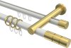 10223812-XX3238 Rundrohr-Innenlauf Gardinenstange Aluminium / Metall 20 mm Ø 2-läufig PLATON - Elanto Weiß / Messing-Optik