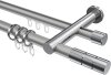 10223812-XX3312 Rundrohr-Innenlauf Gardinenstange Aluminium / Metall 20 mm Ø 2-läufig PLATON - Elanto Silbergrau / Chrom