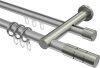 10223812-XX3339 Rundrohr-Innenlauf Gardinenstange Aluminium / Metall 20 mm Ø 2-läufig PLATON - Elanto Silbergrau / Edelstahl-Optik