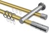 10223812-XX3812 Rundrohr-Innenlauf Gardinenstange Aluminium / Metall 20 mm Ø 2-läufig PLATON - Elanto Messing-Optik / Chrom