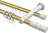 10223812-XX3832 Rundrohr-Innenlauf Gardinenstange Aluminium / Metall 20 mm Ø 2-läufig PLATON - Elanto Messing-Optik / Weiß