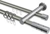 10223812-XX3912 Rundrohr-Innenlauf Gardinenstange Aluminium / Metall 20 mm Ø 2-läufig PLATON - Elanto Edelstahl-Optik / Chrom