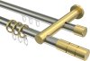 10223812-103938 Rundrohr-Innenlauf Gardinenstange Edelstahl-Optik / Messing-Optik 20 mm Ø 2-läufig PLATON - Elanto