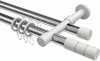 10223826-XX1232 Rundrohr-Innenlauf Gardinenstange Aluminium / Metall 20 mm Ø 2-läufig PRESTIGE - Elanto Chrom / Weiß