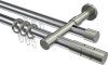 10223826-XX1239 Rundrohr-Innenlauf Gardinenstange Aluminium / Metall 20 mm Ø 2-läufig PRESTIGE - Elanto Chrom / Edelstahl-Optik
