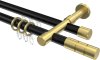 10223826-XX2938 Rundrohr-Innenlauf Gardinenstange Aluminium / Metall 20 mm Ø 2-läufig PRESTIGE - Elanto Schwarz / Messing-Optik