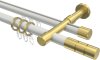 10223826-XX3238 Rundrohr-Innenlauf Gardinenstange Aluminium / Metall 20 mm Ø 2-läufig PRESTIGE - Elanto Weiß / Messing-Optik