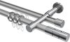 10223826-XX3312 Rundrohr-Innenlauf Gardinenstange Aluminium / Metall 20 mm Ø 2-läufig PRESTIGE - Elanto Silbergrau / Chrom
