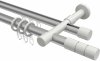 10223826-XX3332 Rundrohr-Innenlauf Gardinenstange Aluminium / Metall 20 mm Ø 2-läufig PRESTIGE - Elanto Silbergrau / Weiß