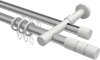 10223826-103332 Rundrohr-Innenlauf Gardinenstange Aluminium / Metall 20 mm Ø 2-läufig PRESTIGE - Elanto Silbergrau / Weiß