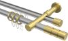 10223826-XX3338 Rundrohr-Innenlauf Gardinenstange Aluminium / Metall 20 mm Ø 2-läufig PRESTIGE - Elanto Silbergrau / Messing-Optik