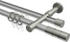 10223826-XX3339 Rundrohr-Innenlauf Gardinenstange Aluminium / Metall 20 mm Ø 2-läufig PRESTIGE - Elanto Silbergrau / Edelstahl-Optik