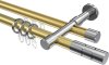 10223826-XX3812 Rundrohr-Innenlauf Gardinenstange Aluminium / Metall 20 mm Ø 2-läufig PRESTIGE - Elanto Messing-Optik / Chrom