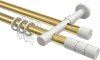 10223826-XX3832 Rundrohr-Innenlauf Gardinenstange Aluminium / Metall 20 mm Ø 2-läufig PRESTIGE - Elanto Messing-Optik / Weiß