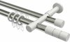 10223826-XX3932 Rundrohr-Innenlauf Gardinenstange Aluminium / Metall 20 mm Ø 2-läufig PRESTIGE - Elanto Edelstahl-Optik / Weiß