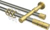 10223826-103938 Rundrohr-Innenlauf Gardinenstange Edelstahl-Optik / Messing-Optik 20 mm Ø 2-läufig PRESTIGE - Elanto