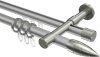10223926-103339 Rundrohr-Innenlauf Gardinenstange Aluminium / Metall 20 mm Ø 2-läufig PRESTIGE - Samanto Silbergrau / Edelstahl-Optik