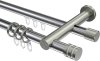 10224112-XX1239 Rundrohr-Innenlauf Gardinenstange Aluminium / Metall 20 mm Ø 2-läufig PLATON - Estana Chrom / Edelstahl-Optik