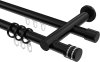 10224112-1029 Rundrohr-Innenlauf Gardinenstange Aluminium / Metall 20 mm Ø 2-läufig PLATON - Estana Schwarz