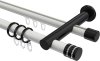 10224112-103229 Rundrohr-Innenlauf Gardinenstange Aluminium / Metall 20 mm Ø 2-läufig PLATON - Estana Weiß / Schwarz