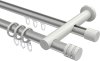 10224112-103332 Rundrohr-Innenlauf Gardinenstange Aluminium / Metall 20 mm Ø 2-läufig PLATON - Estana Silbergrau / Weiß