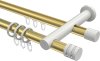 10224112-XX3832 Rundrohr-Innenlauf Gardinenstange Aluminium / Metall 20 mm Ø 2-läufig PLATON - Estana Messing-Optik / Weiß