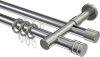 10224126-XX1239 Rundrohr-Innenlauf Gardinenstange Aluminium / Metall 20 mm Ø 2-läufig PRESTIGE - Estana Chrom / Edelstahl-Optik