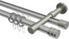 10224126-XX3339 Rundrohr-Innenlauf Gardinenstange Aluminium / Metall 20 mm Ø 2-läufig PRESTIGE - Estana Silbergrau / Edelstahl-Optik