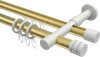 10224126-XX3832 Rundrohr-Innenlauf Gardinenstange Aluminium / Metall 20 mm Ø 2-läufig PRESTIGE - Estana Messing-Optik / Weiß