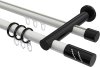 10224212-103229 Rundrohr-Innenlauf Gardinenstange Aluminium / Metall 20 mm Ø 2-läufig PLATON - Zoena Weiß / Schwarz