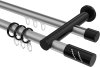 10224212-103329 Rundrohr-Innenlauf Gardinenstange Aluminium / Metall 20 mm Ø 2-läufig PLATON - Zoena Silbergrau / Schwarz