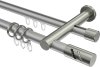 10224212-XX3339 Rundrohr-Innenlauf Gardinenstange Aluminium / Metall 20 mm Ø 2-läufig PLATON - Zoena Silbergrau / Edelstahl-Optik