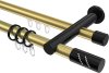 10224212-XX3829 Rundrohr-Innenlauf Gardinenstange Aluminium / Metall 20 mm Ø 2-läufig PLATON - Zoena Messing-Optik / Schwarz