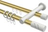 10224212-XX3832 Rundrohr-Innenlauf Gardinenstange Aluminium / Metall 20 mm Ø 2-läufig PLATON - Zoena Messing-Optik / Weiß