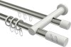 10224212-103932 Rundrohr-Innenlauf Gardinenstange Aluminium / Metall 20 mm Ø 2-läufig PLATON - Zoena Edelstahl-Optik / Weiß