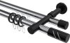 10224226-101229 Rundrohr-Innenlauf Gardinenstange Aluminium / Metall 20 mm Ø 2-läufig PRESTIGE - Zoena Chrom / Schwarz