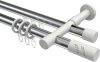 10224226-101232 Rundrohr-Innenlauf Gardinenstange Aluminium / Metall 20 mm Ø 2-läufig PRESTIGE - Zoena Chrom / Weiß
