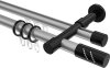 10224226-103329 Rundrohr-Innenlauf Gardinenstange Aluminium / Metall 20 mm Ø 2-läufig PRESTIGE - Zoena Silbergrau / Schwarz