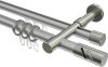 10224226-XX3339 Rundrohr-Innenlauf Gardinenstange Aluminium / Metall 20 mm Ø 2-läufig PRESTIGE - Zoena Silbergrau / Edelstahl-Optik