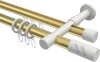 10224226-103832 Rundrohr-Innenlauf Gardinenstange Aluminium / Metall 20 mm Ø 2-läufig PRESTIGE - Zoena Messing-Optik / Weiß