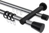 10224612-101229 Rundrohr-Innenlauf Gardinenstange Aluminium / Metall 20 mm Ø 2-läufig PLATON - Sitra Chrom / Schwarz