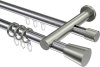 10224612-XX1239 Rundrohr-Innenlauf Gardinenstange Aluminium / Metall 20 mm Ø 2-läufig PLATON - Sitra Chrom / Edelstahl-Optik