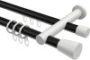 10224612-102932 Rundrohr-Innenlauf Gardinenstange Aluminium / Metall 20 mm Ø 2-läufig PLATON - Sitra Schwarz / Weiß