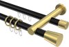10224612-XX2938 Rundrohr-Innenlauf Gardinenstange Aluminium / Metall 20 mm Ø 2-läufig PLATON - Sitra Schwarz / Messing-Optik