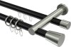 10224612-102939 Rundrohr-Innenlauf Gardinenstange Aluminium / Metall 20 mm Ø 2-läufig PLATON - Sitra Schwarz / Edelstahl-Optik
