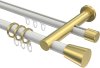 10224612-XX3238 Rundrohr-Innenlauf Gardinenstange Aluminium / Metall 20 mm Ø 2-läufig PLATON - Sitra Weiß / Messing-Optik