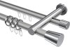 10224612-XX3312 Rundrohr-Innenlauf Gardinenstange Aluminium / Metall 20 mm Ø 2-läufig PLATON - Sitra Silbergrau / Chrom