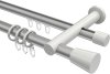 10224612-103332 Rundrohr-Innenlauf Gardinenstange Aluminium / Metall 20 mm Ø 2-läufig PLATON - Sitra Silbergrau / Weiß
